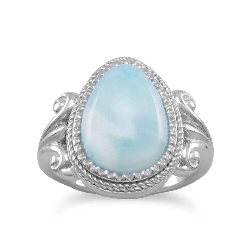 Pear Shape Larimar Ring - Joyeria Lady