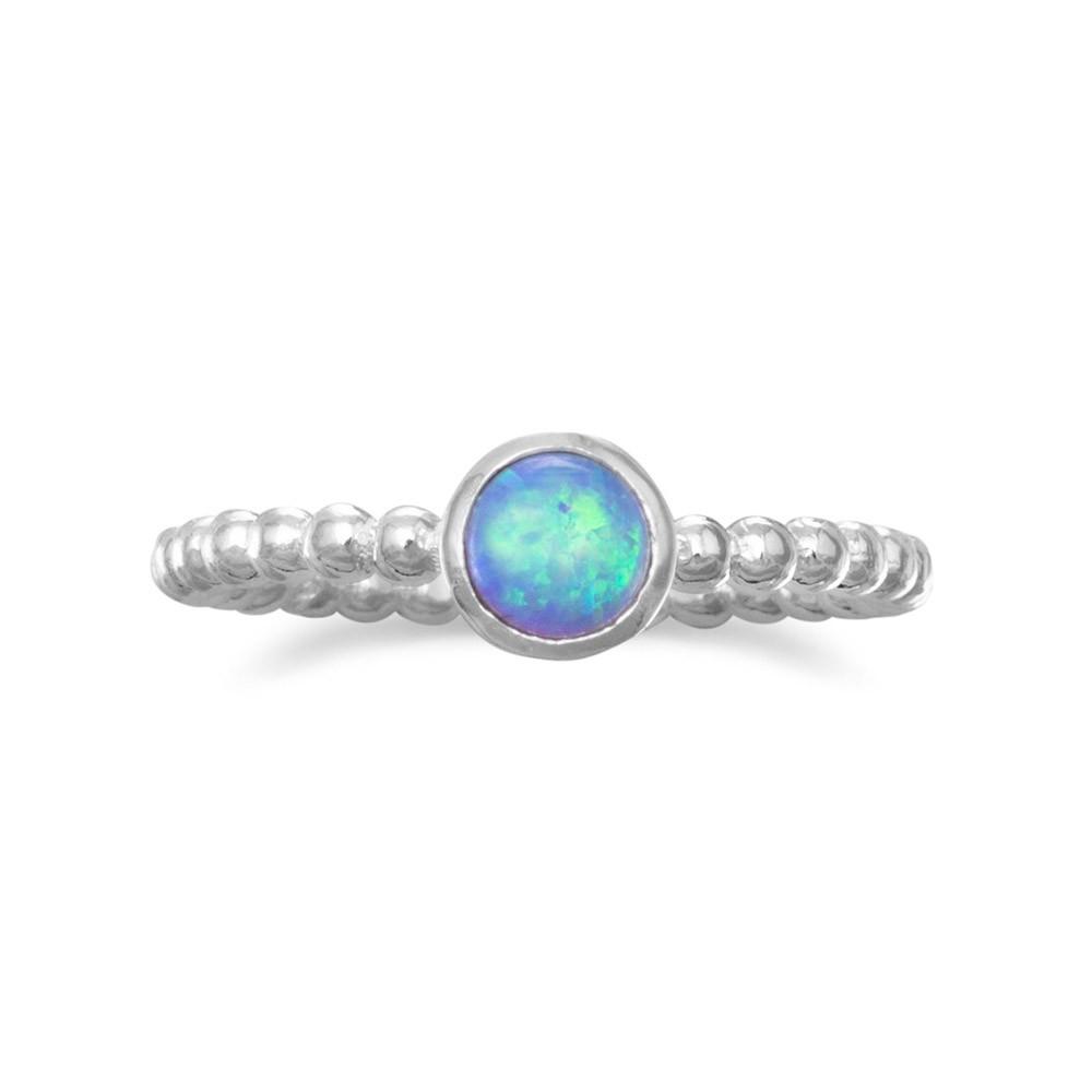 Round Synthetic Opal Ring - Joyeria Lady