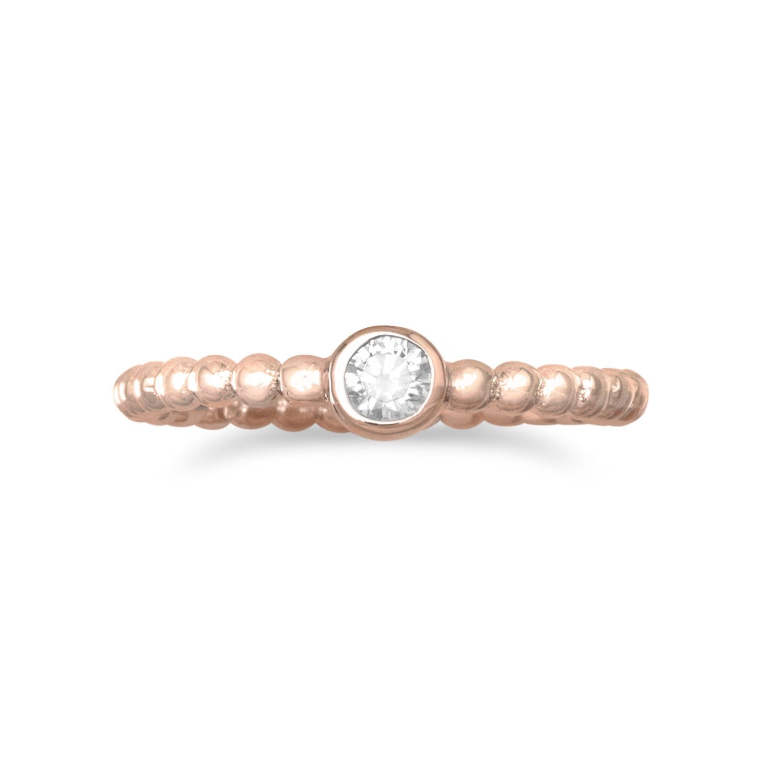 14 Karat Rose Gold Plated CZ Ring - Joyeria Lady