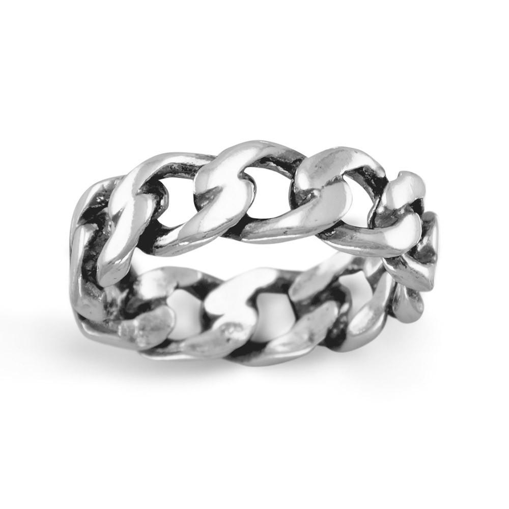Oxidized Curb Chain Ring - Joyeria Lady