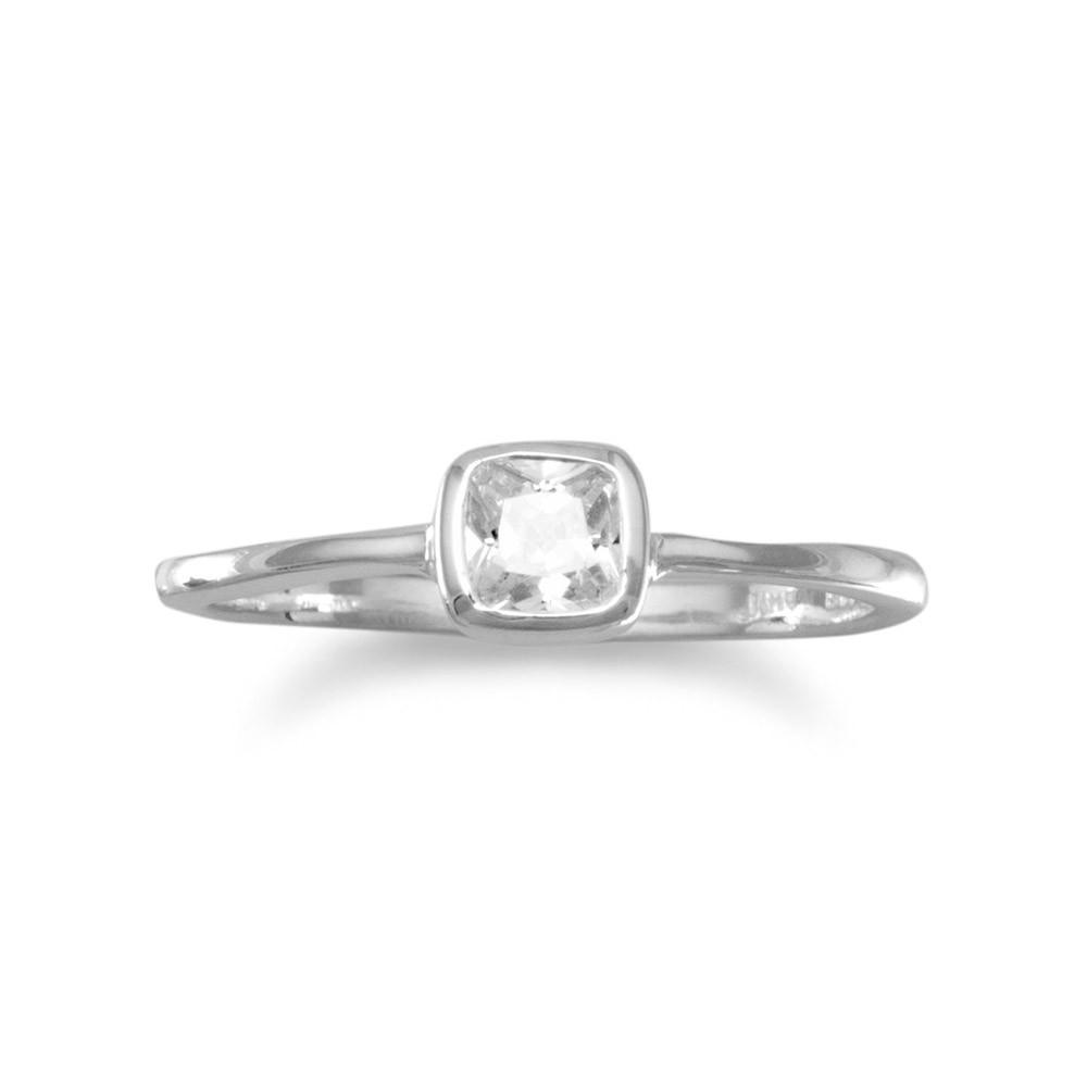 Square Clear CZ Ring - Joyeria Lady