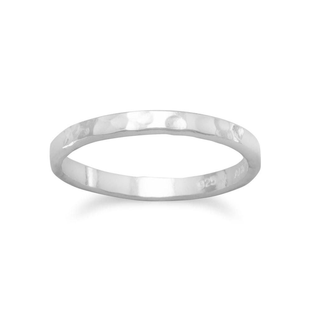 Thin Hammered Band Midi Ring - Joyeria Lady
