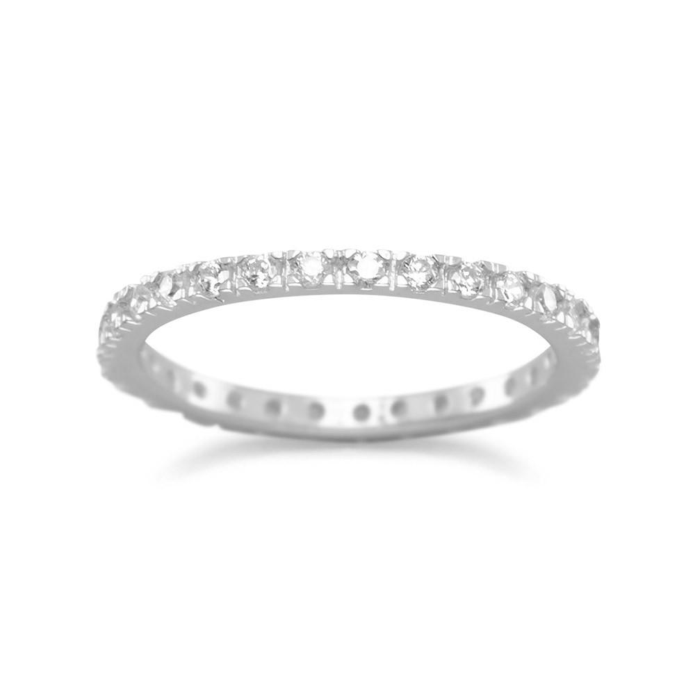 Rhodium Plated CZ Eternity Band - Joyeria Lady