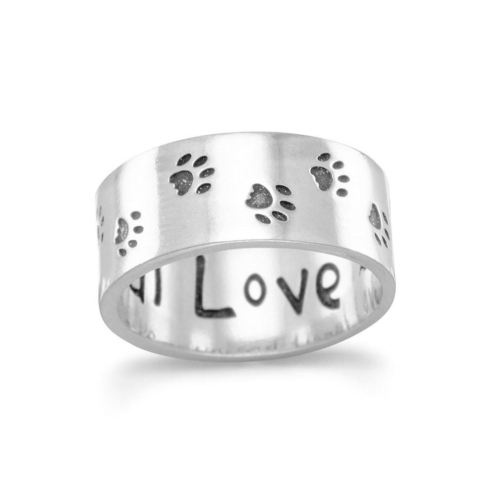 Oxidized Paw Print Band - Joyeria Lady