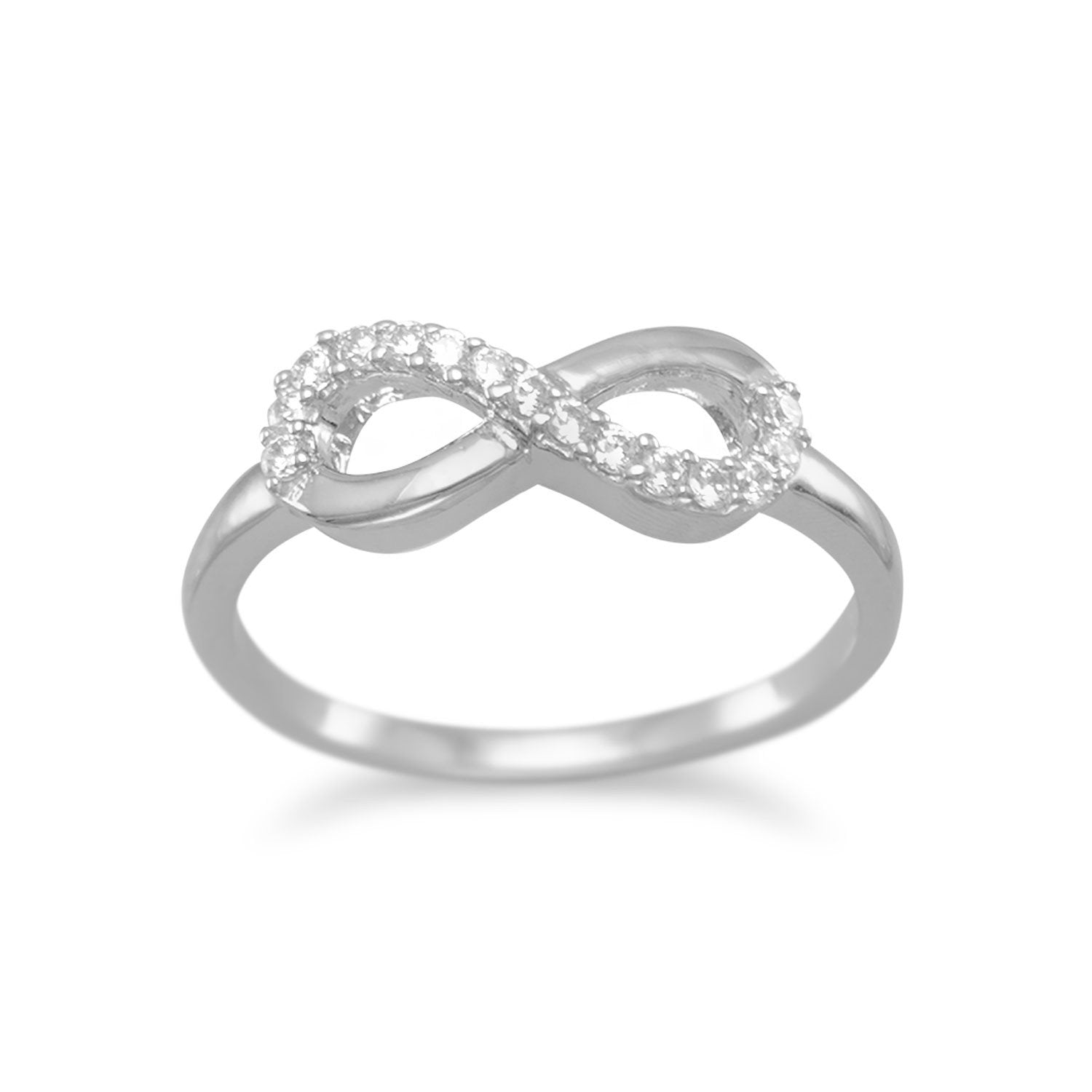 Rhodium Plated CZ Infinity Ring - Joyeria Lady
