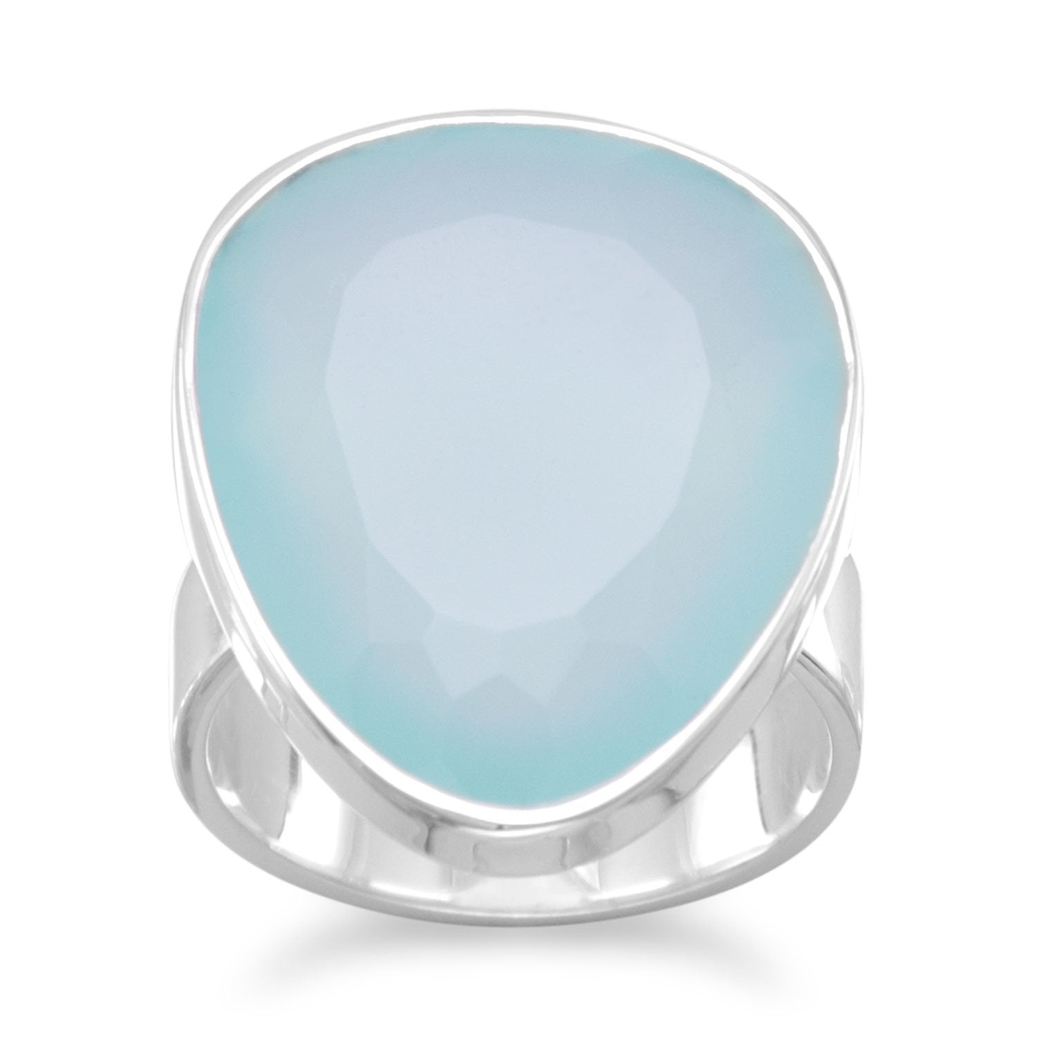 Freeform Sea Green Chalcedony Ring - Joyeria Lady