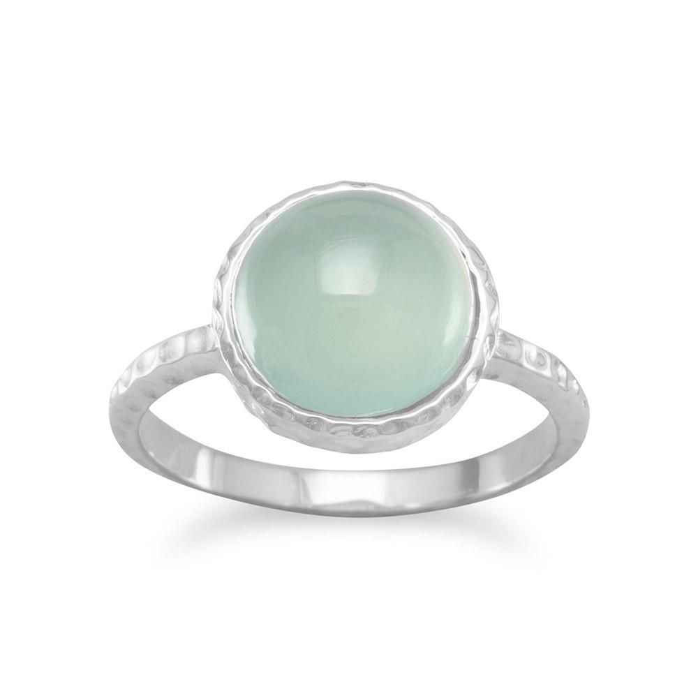 Cabochon Sea Green Chalcedony Ring - Joyeria Lady