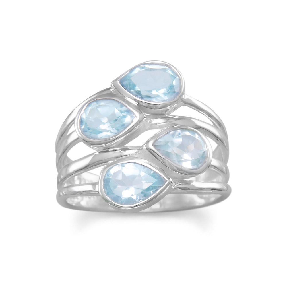 Pear Blue Topaz Ring - Joyeria Lady