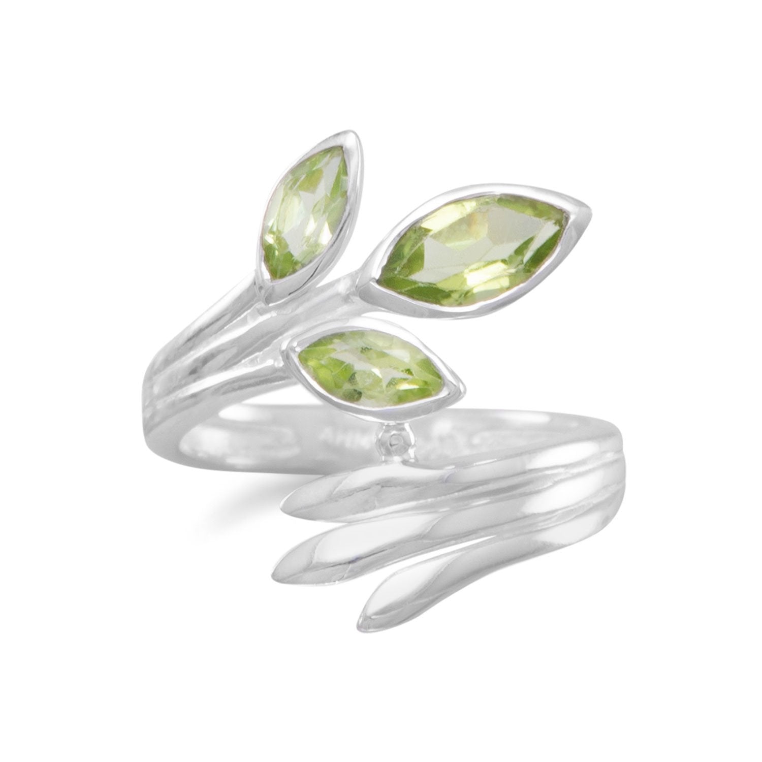 Fan Design Marquise Peridot Wrap Ring - Joyeria Lady