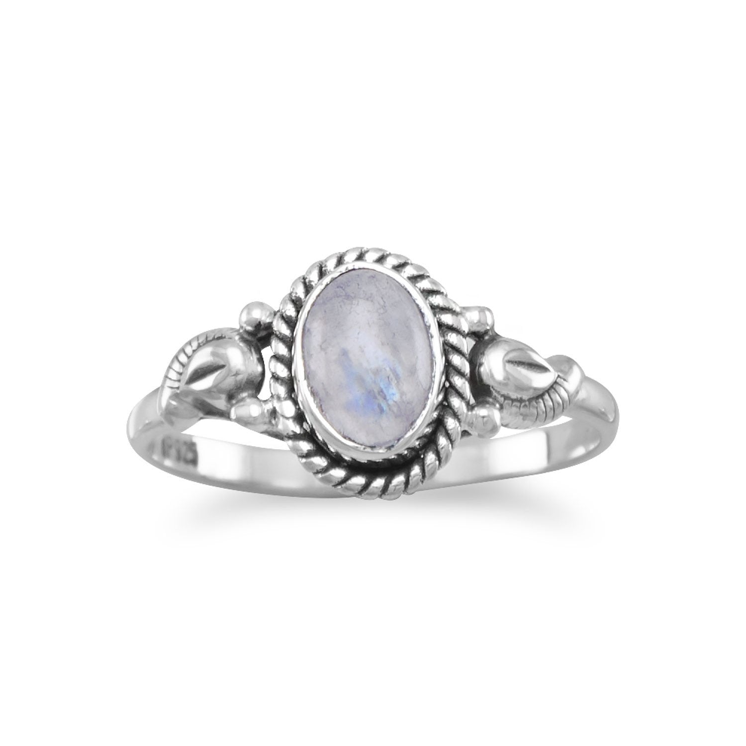 Oxidized Rainbow Moonstone Ring - Joyeria Lady