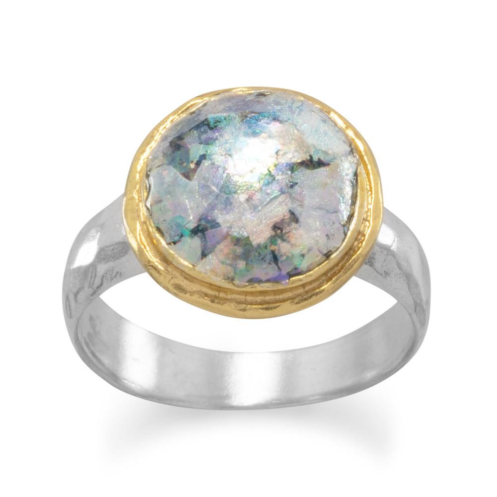 Two Tone Ancient Roman Glass Ring - Joyeria Lady
