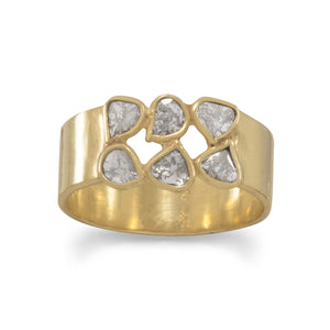 14 Karat Gold Plated Polki Diamond Ring - Joyeria Lady