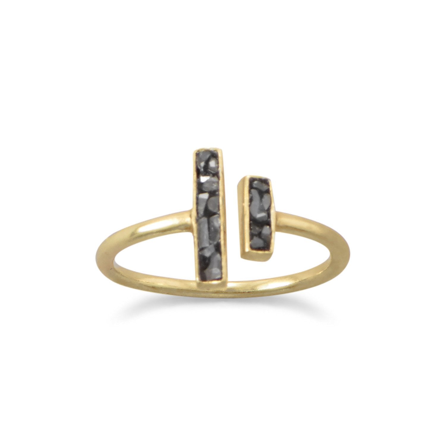 14 Karat Gold Plated and Diamond Chip Ring - Joyeria Lady