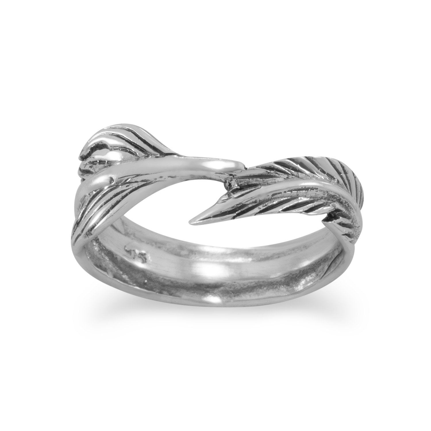 Oxidized Feather Wrap Ring - Joyeria Lady
