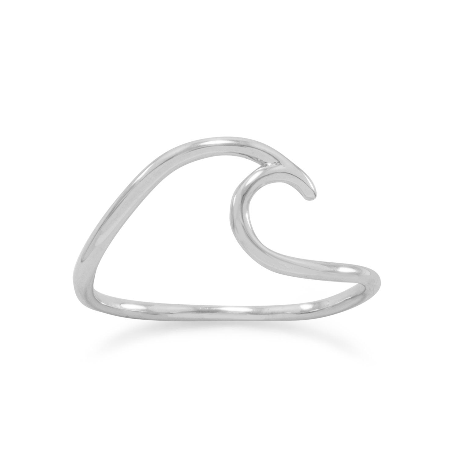 "Wave of Fresh Air" Rhodium Plated Wave Ring - Joyeria Lady