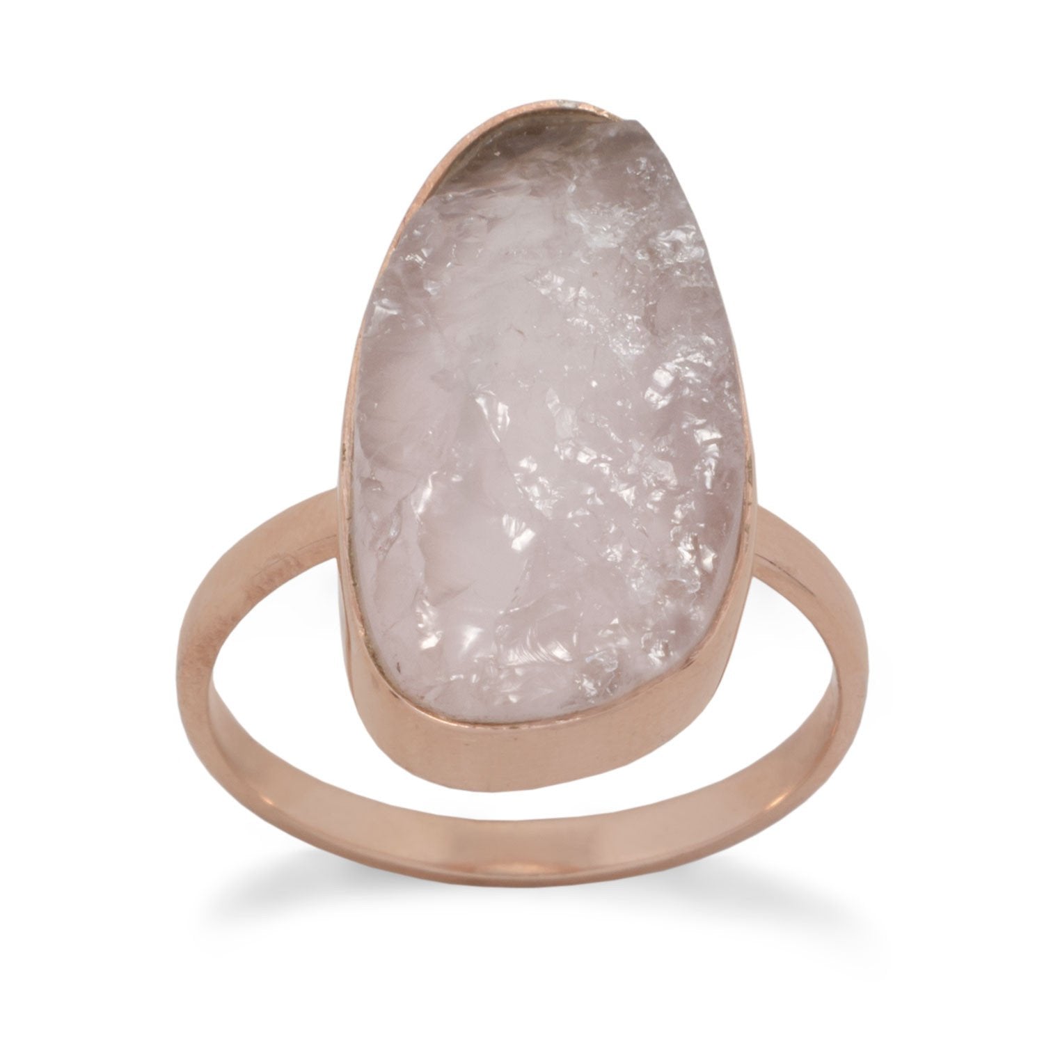 14 Karat Rose Gold Plated Rose Quartz Ring - Joyeria Lady