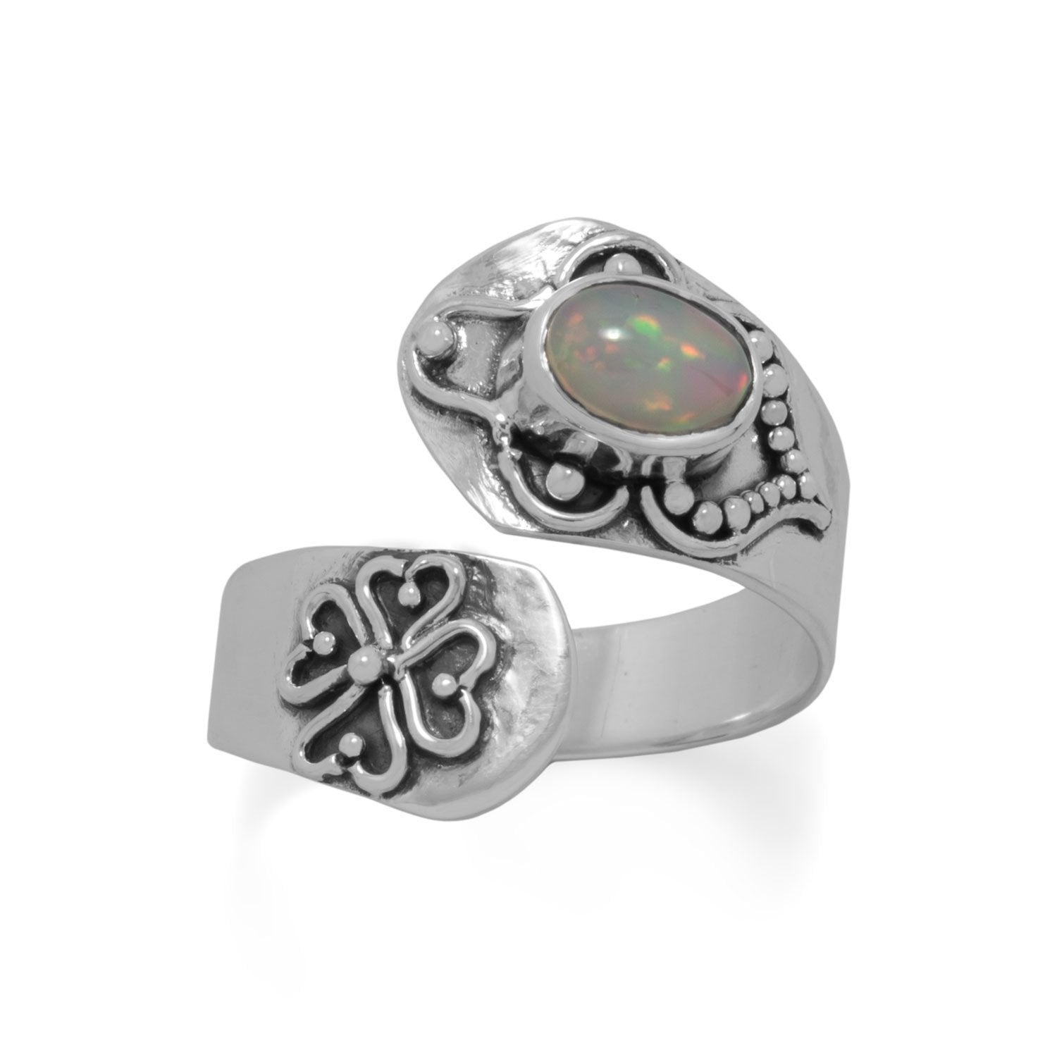 Oxidized Ethiopian Opal Wrap Ring - Joyeria Lady