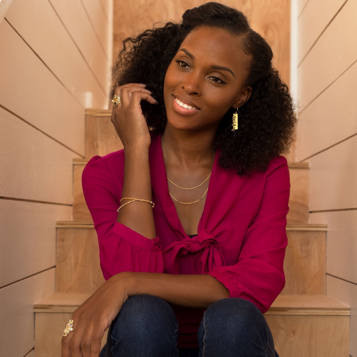 14 Karat Gold Plated Textured Rectangle and Labradorite Bead Earrings - Joyeria Lady