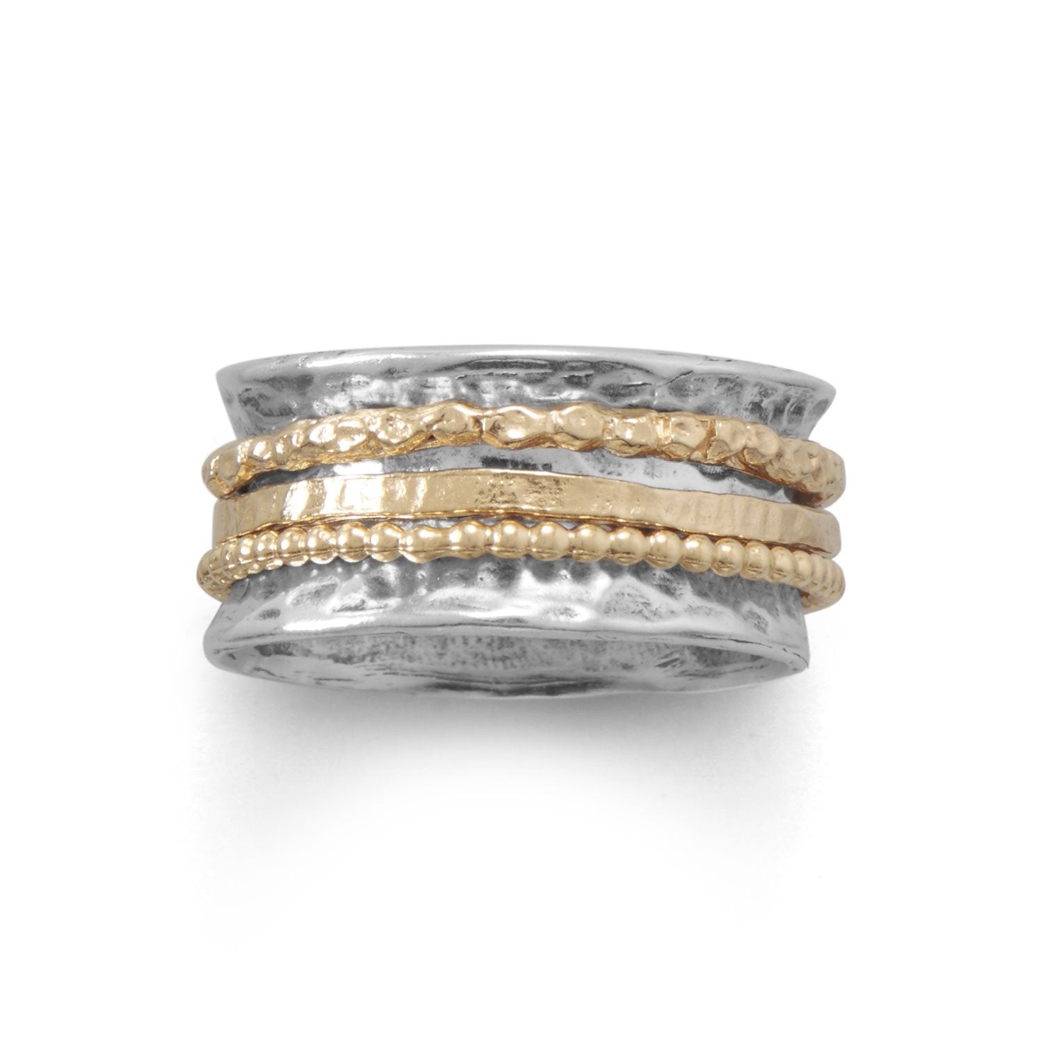 Oxidized Two Tone Multi-Band Spin Ring - Joyeria Lady