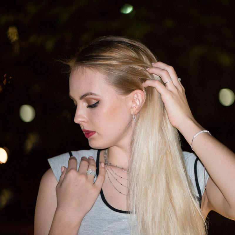 Rhodium plated Shiny Bubble CZ Ring - Joyeria Lady