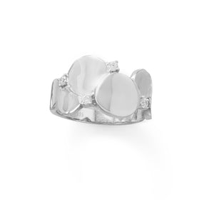 Rhodium plated Shiny Bubble CZ Ring - Joyeria Lady