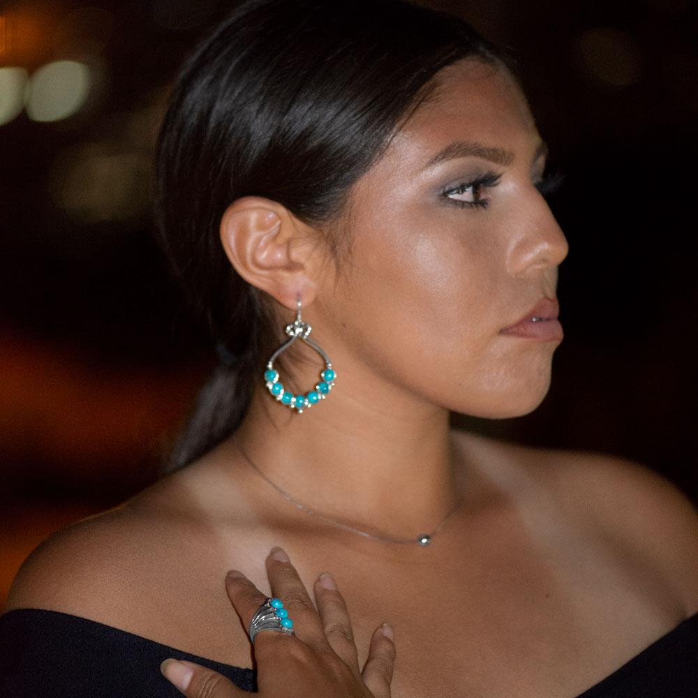 Polished Six Line Reconstituted Turquoise Ring - Joyeria Lady