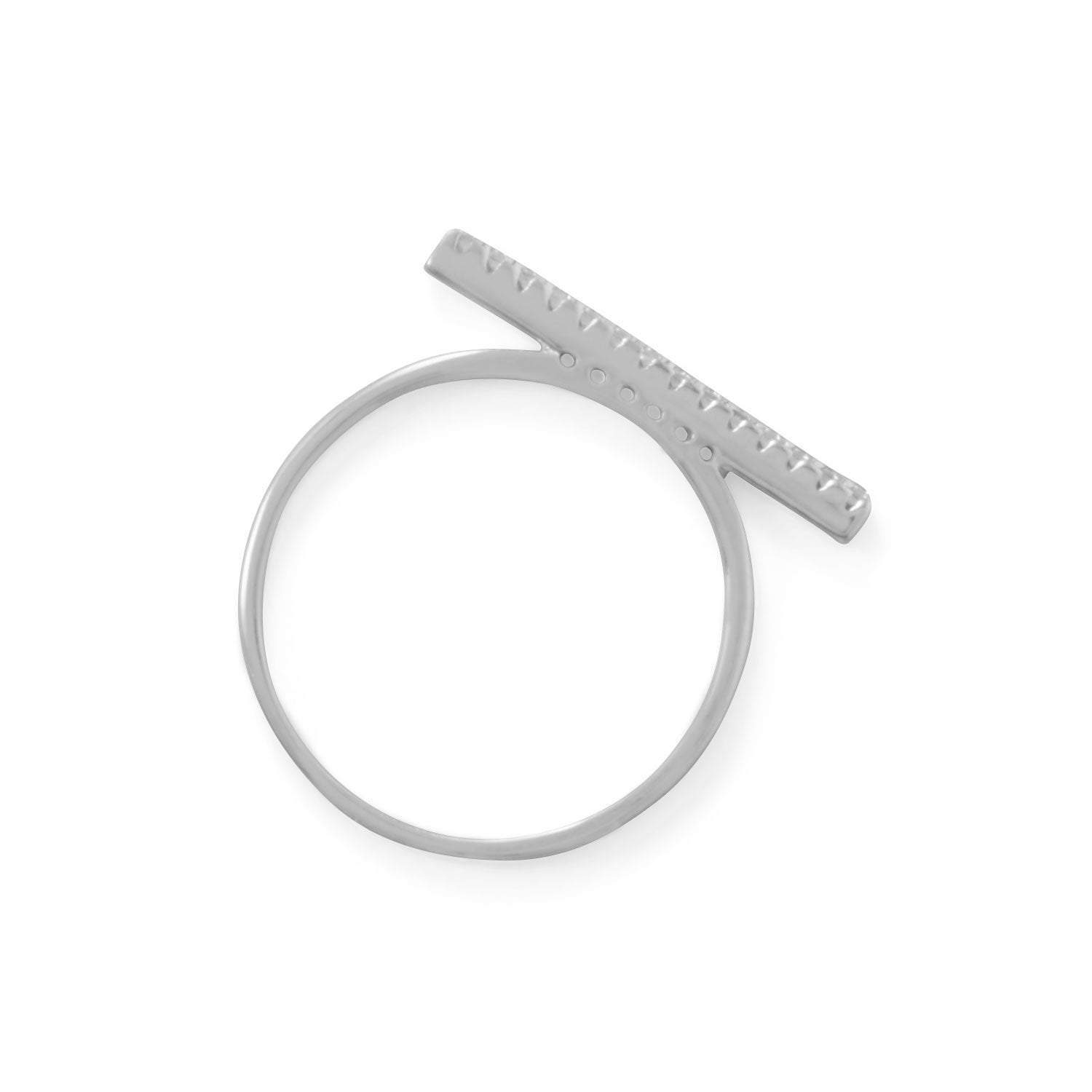Rhodium Plated CZ Bar Ring - Joyeria Lady