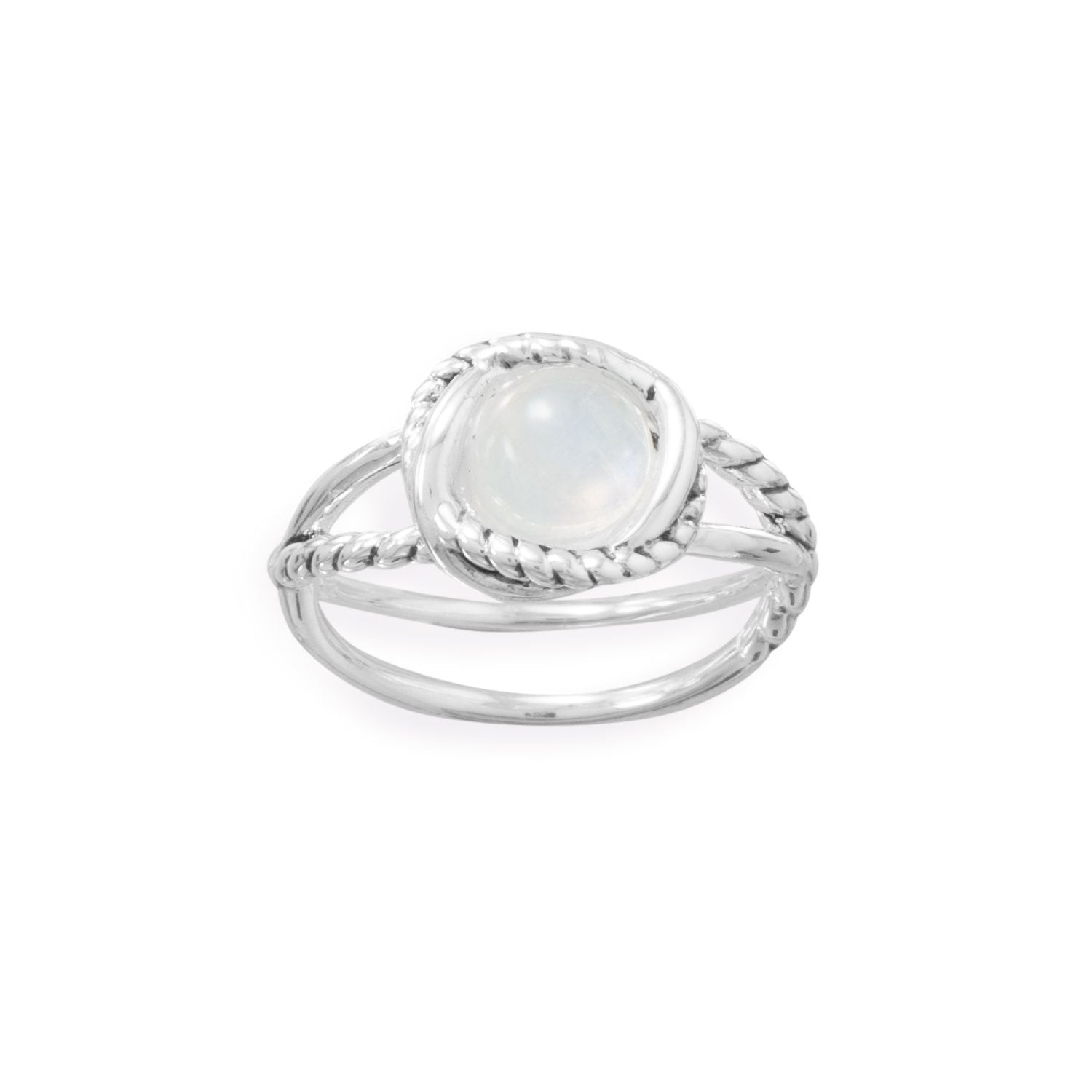 Criss Cross Band Rainbow Moonstone Ring - Joyeria Lady
