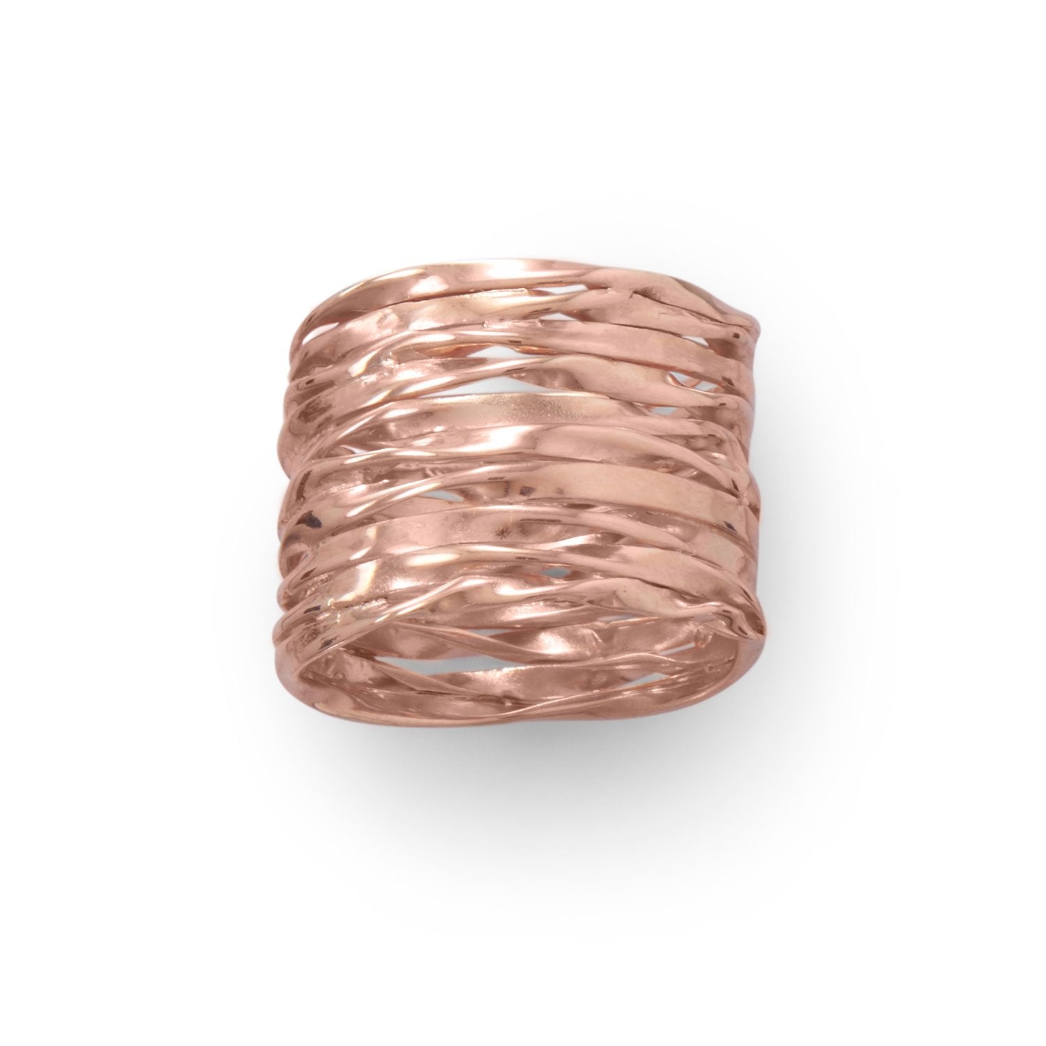 14 Karat Rose Gold Wide Textured Ring - Joyeria Lady