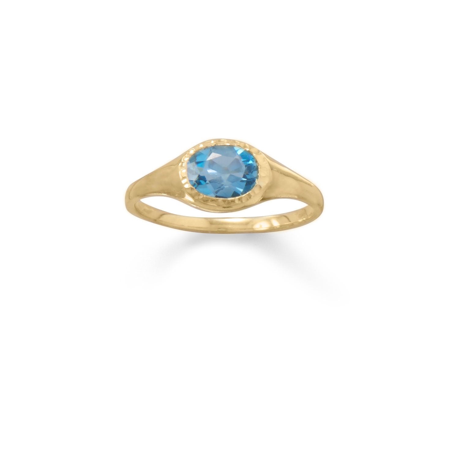 14 Karat Gold Plated Blue Topaz Ring - Joyeria Lady
