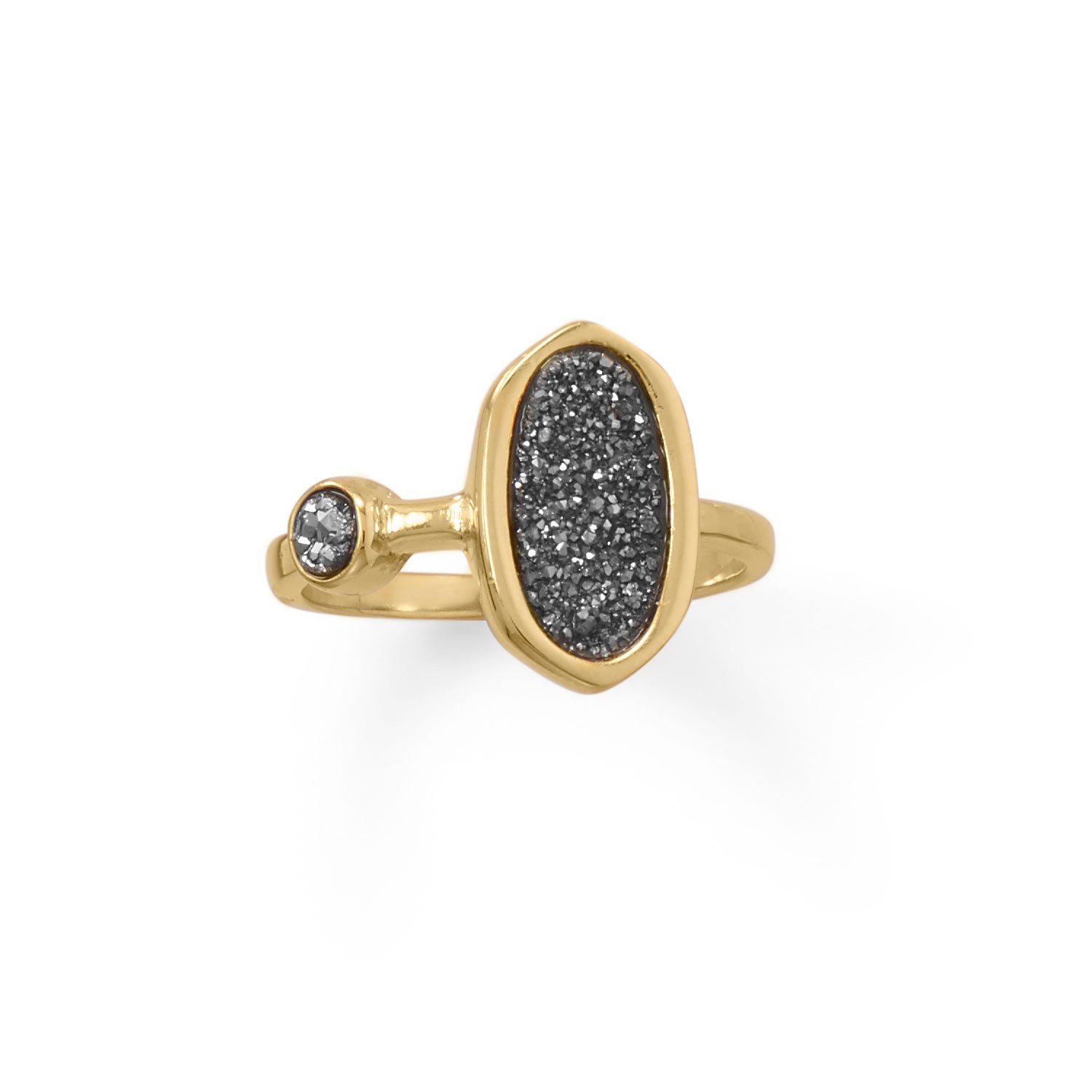 14 Karat Gold Plate Druzy Ring - Joyeria Lady