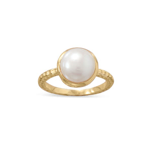 14 Karat Gold Plated Cultured Freshwater Pearl Ring - Joyeria Lady