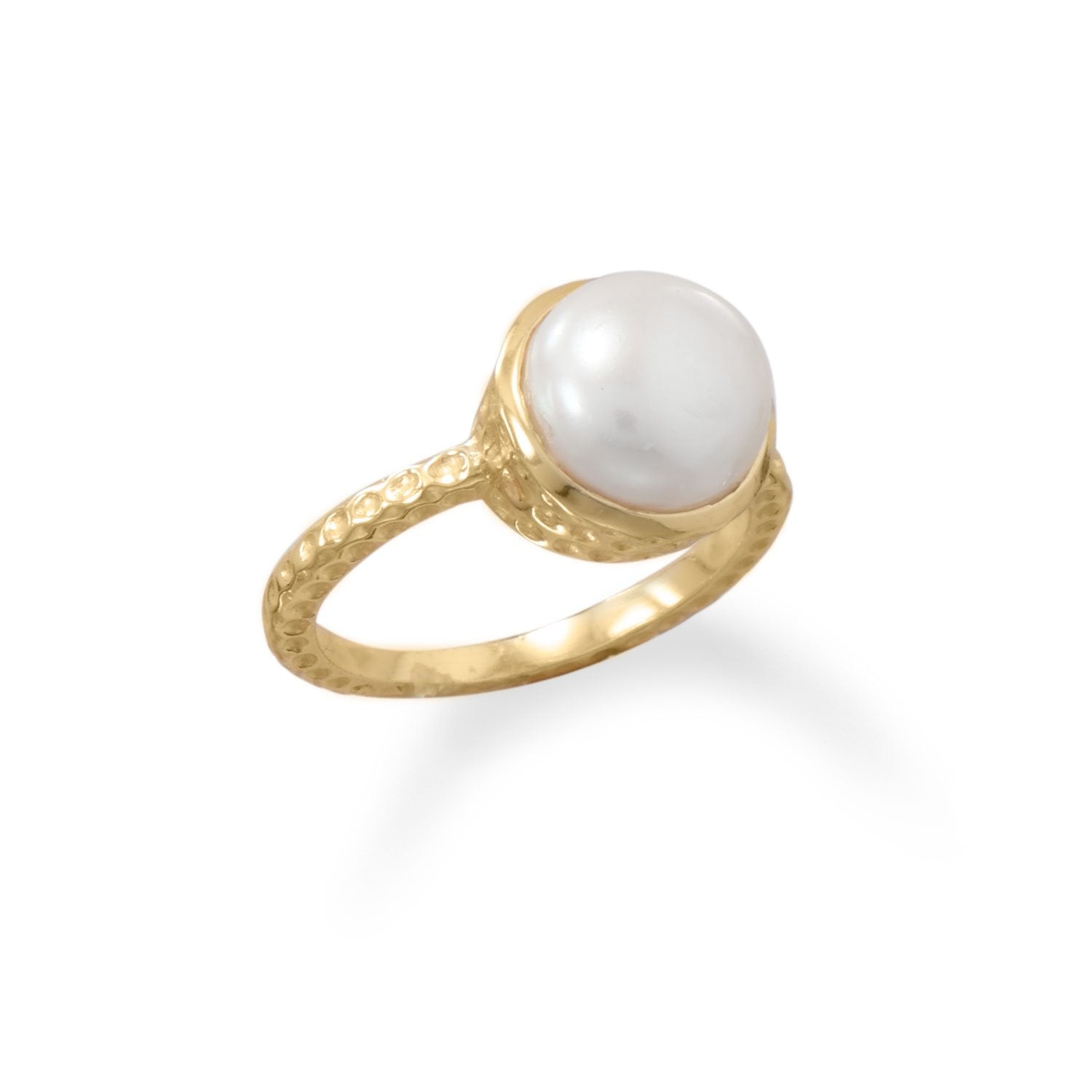 14 Karat Gold Plated Cultured Freshwater Pearl Ring - Joyeria Lady