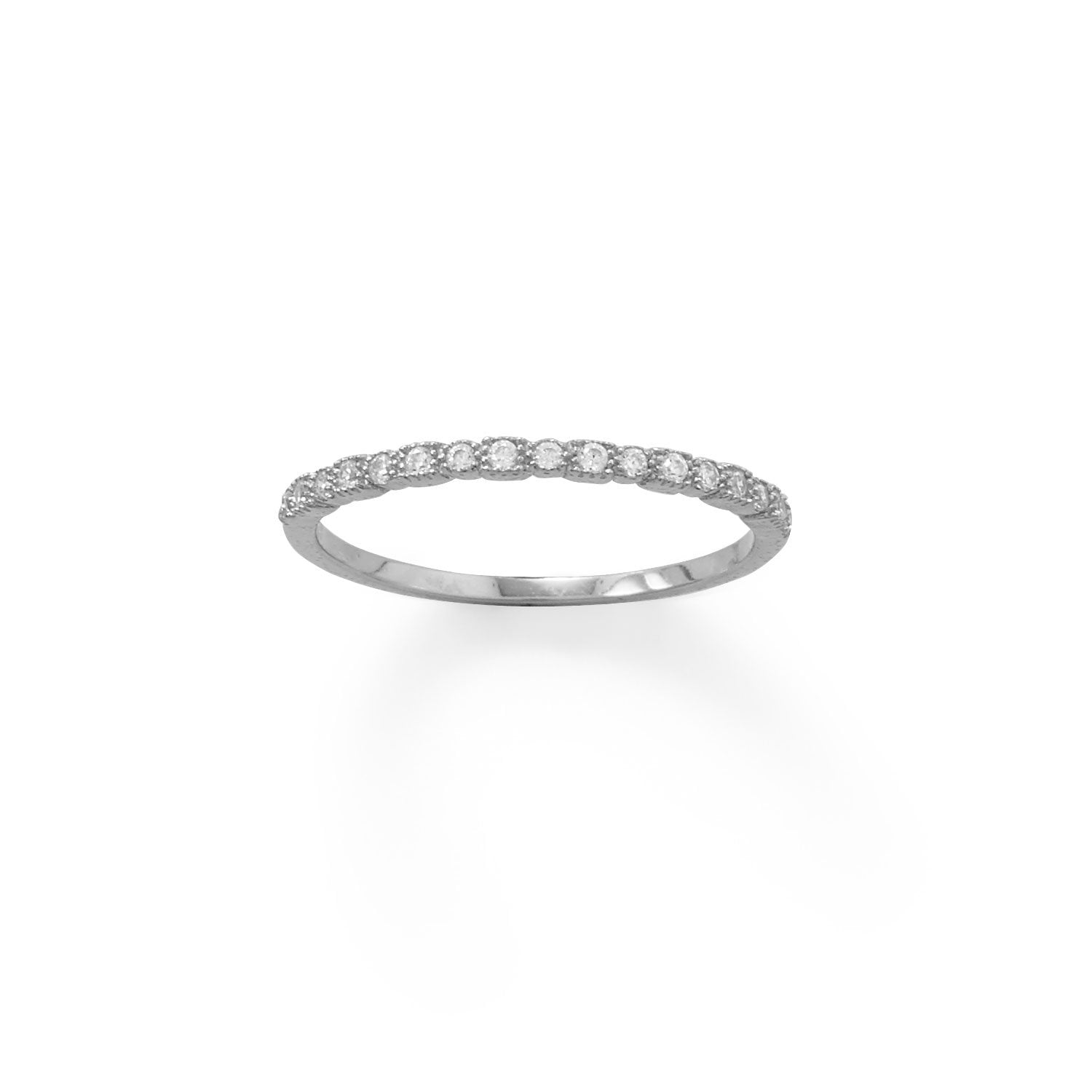 Rhodium Plated Thin CZ Ring - Joyeria Lady