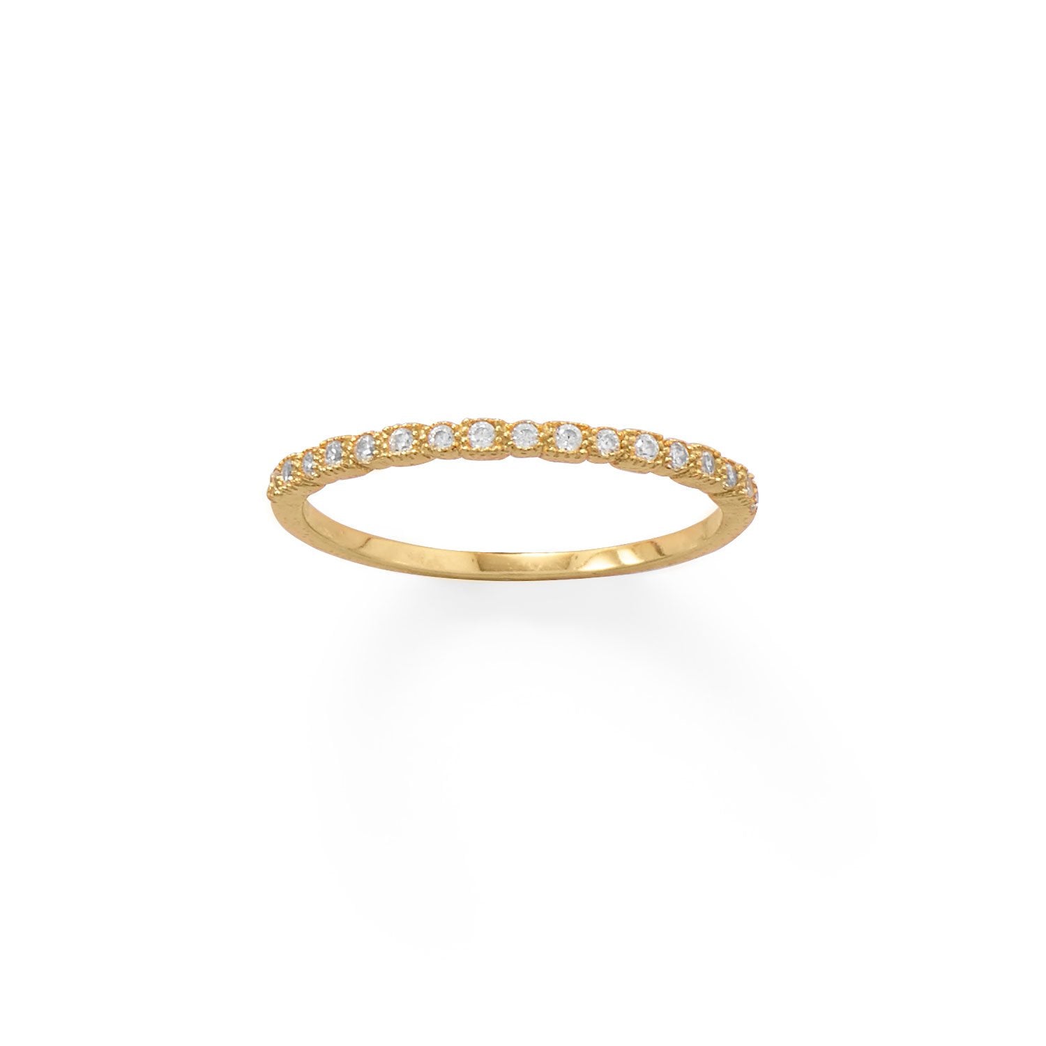 14 Karat Gold Plated Thin CZ Ring - Joyeria Lady