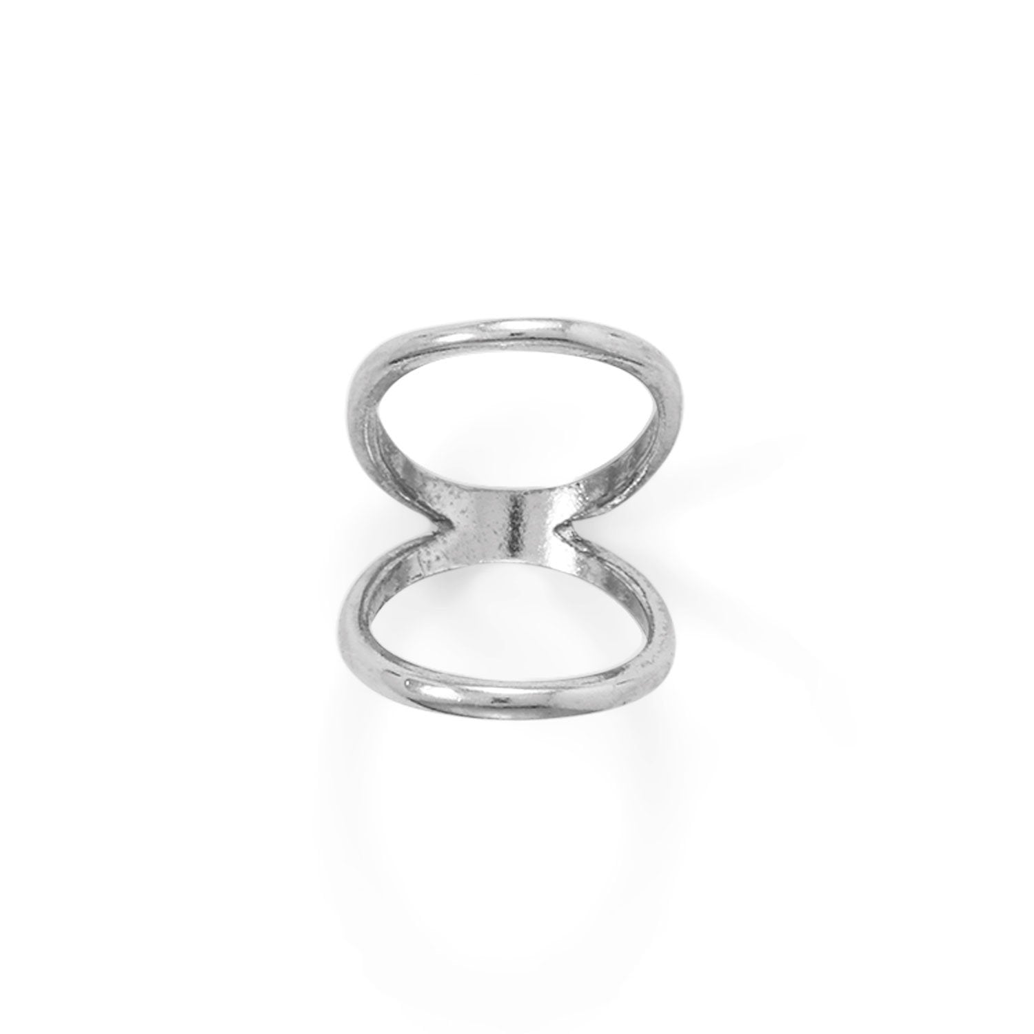 Rhodium Plated Double Band Knuckle Ring - Joyeria Lady