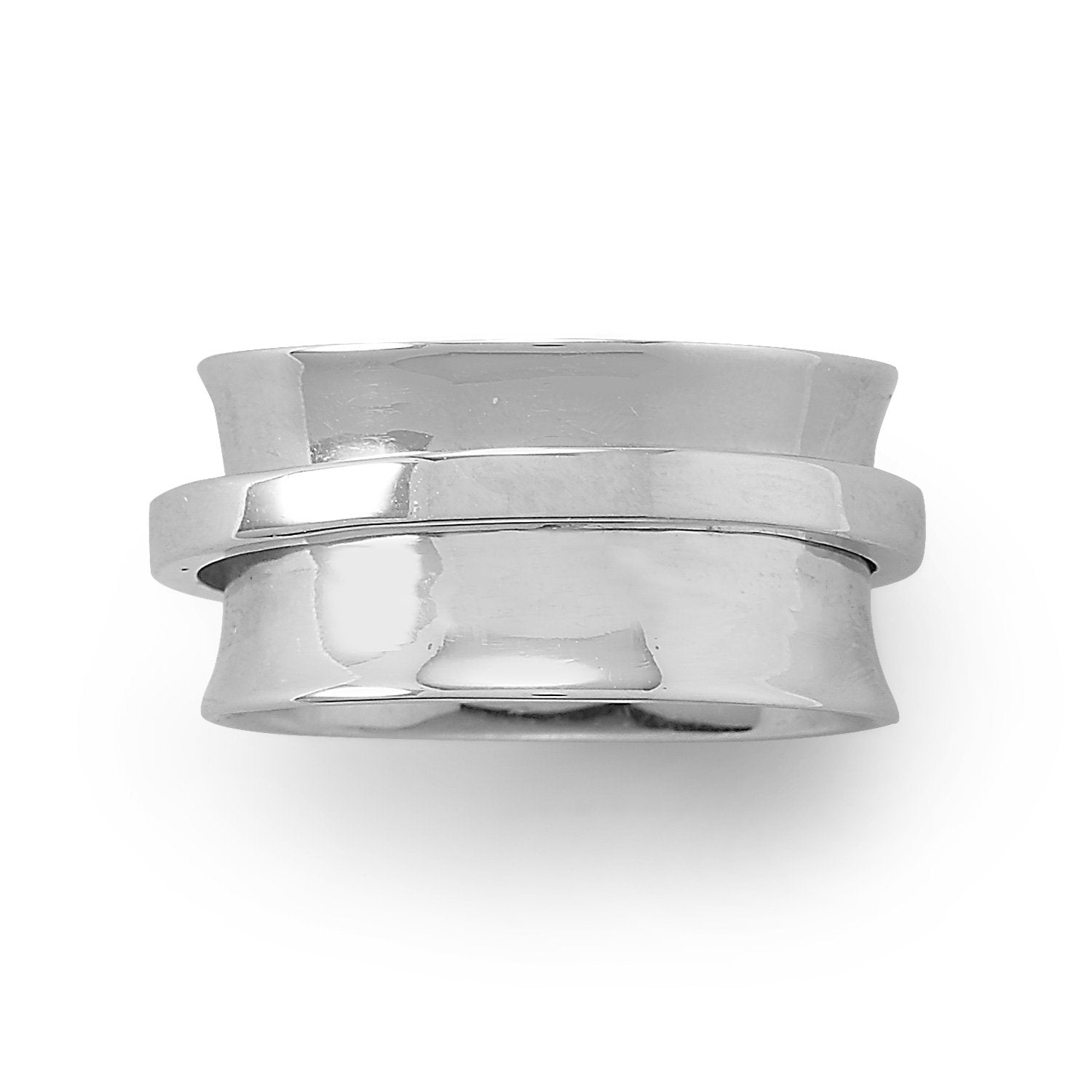 Rhodium Plated Polished Spin Ring - Joyeria Lady