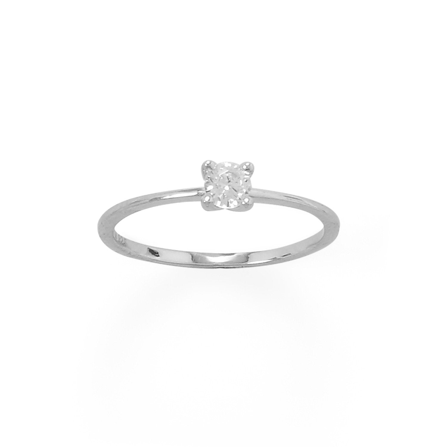 Rhodium Plated 4mm CZ Band - Joyeria Lady