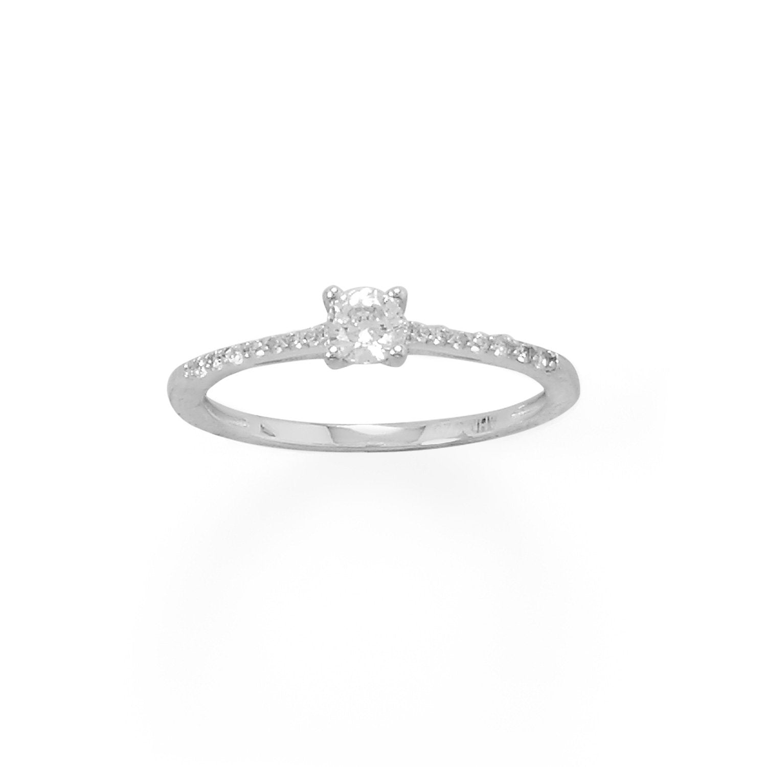 4mm CZ with Rhodium Plated CZ Band - Joyeria Lady