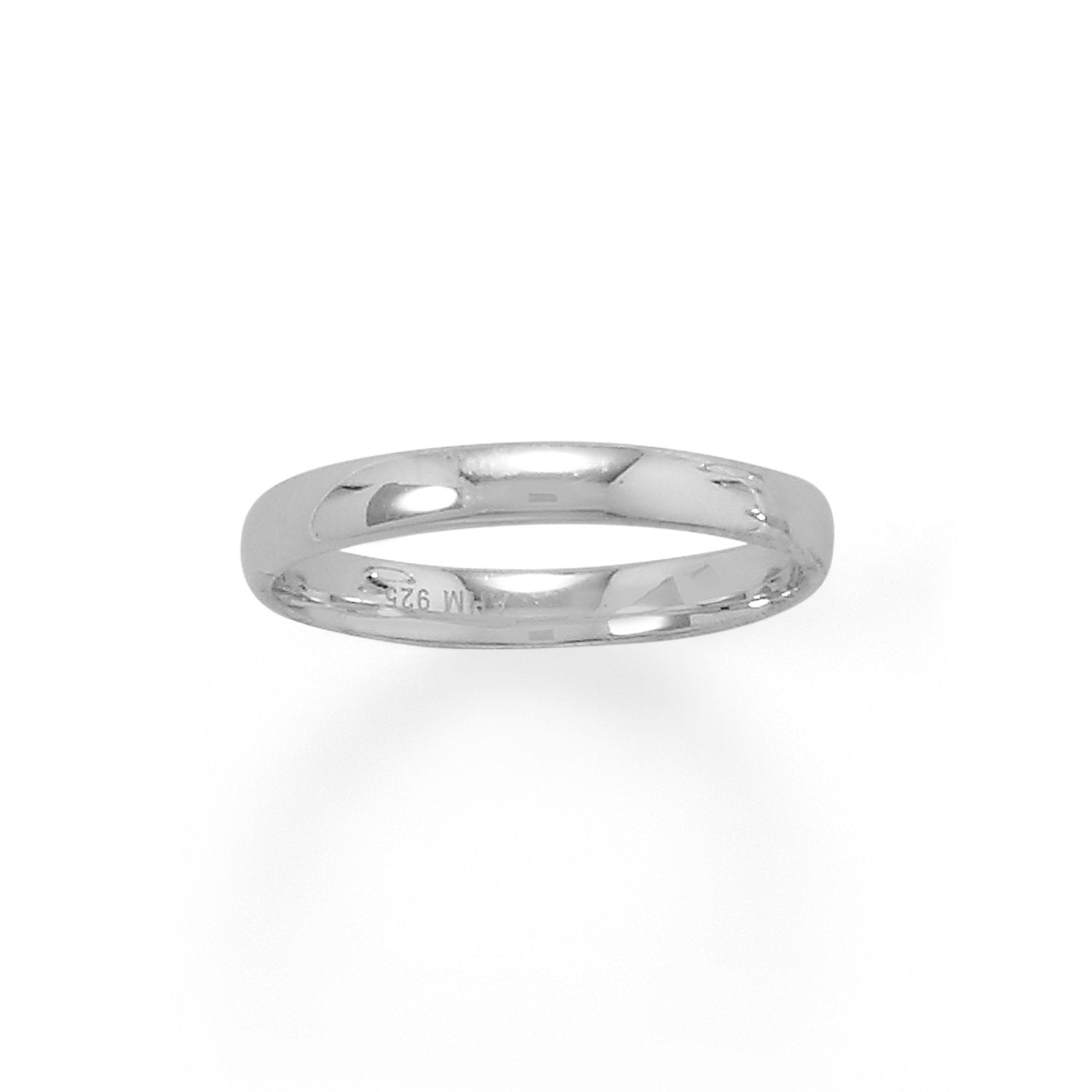 Rhodium Plated 3mm Band - Joyeria Lady