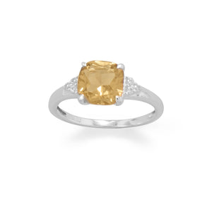 Sterling Silver Citrine and CZ Band - Joyeria Lady