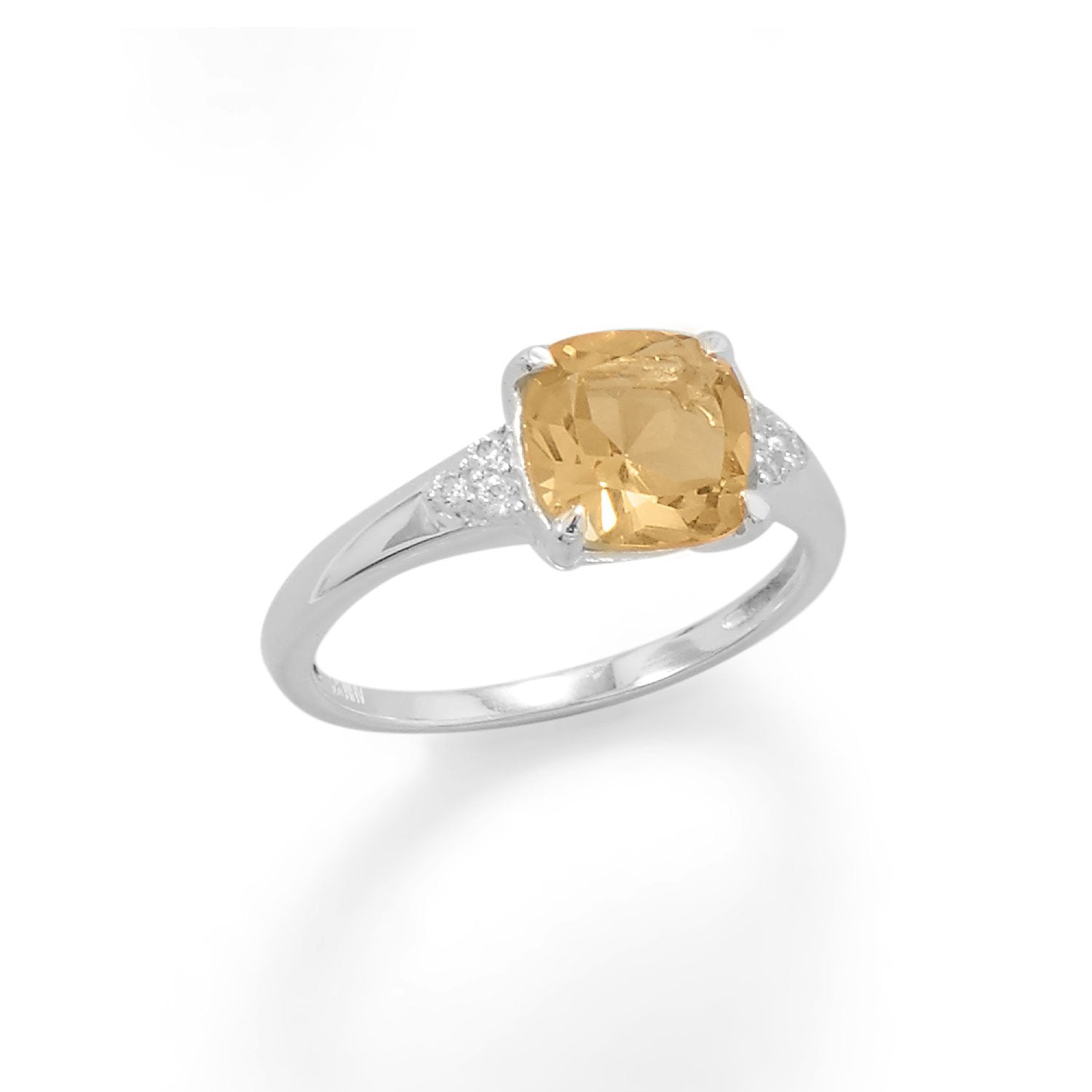 Sterling Silver Citrine and CZ Band - Joyeria Lady