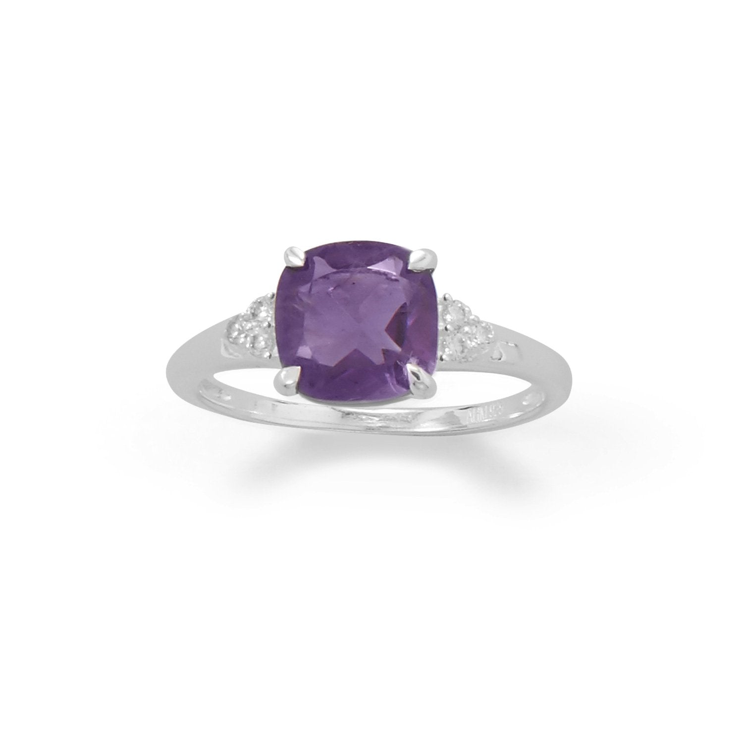 Sterling Silver Amethyst and CZ Band - Joyeria Lady