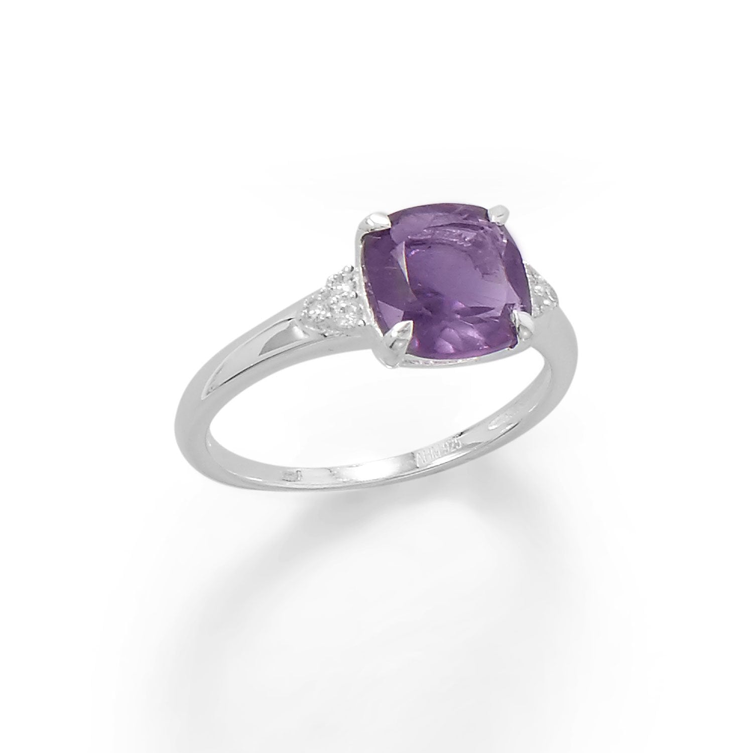 Sterling Silver Amethyst and CZ Band - Joyeria Lady