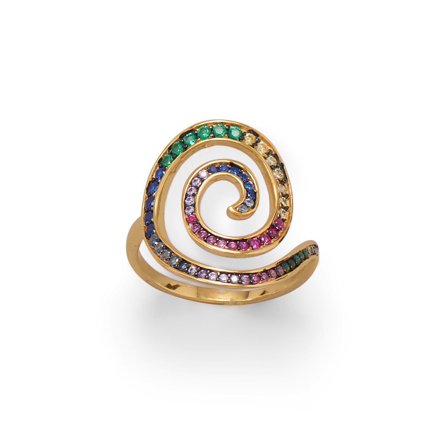 Hypnotic Multi Color CZ Spiral Ring - Joyeria Lady