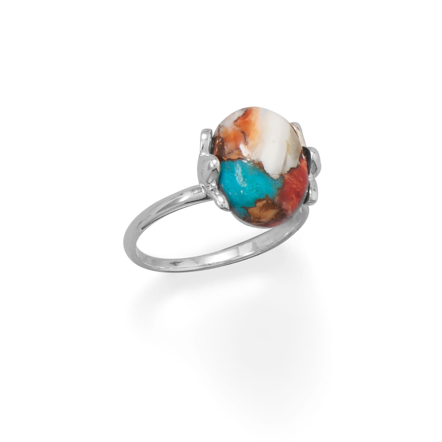 Spiny Oyster and Turquoise Ring - Joyeria Lady