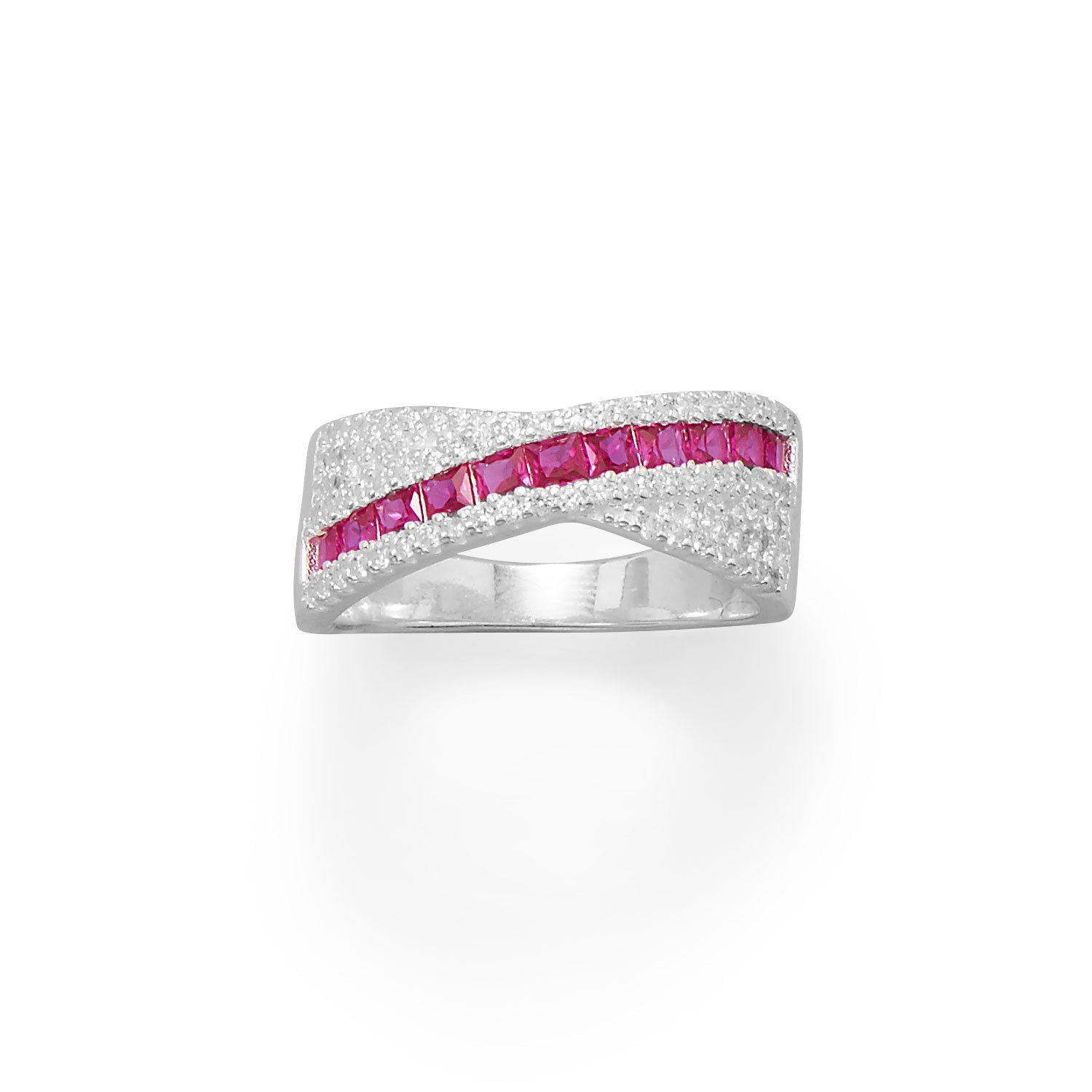 Red CZ Overlapping Ring - Joyeria Lady