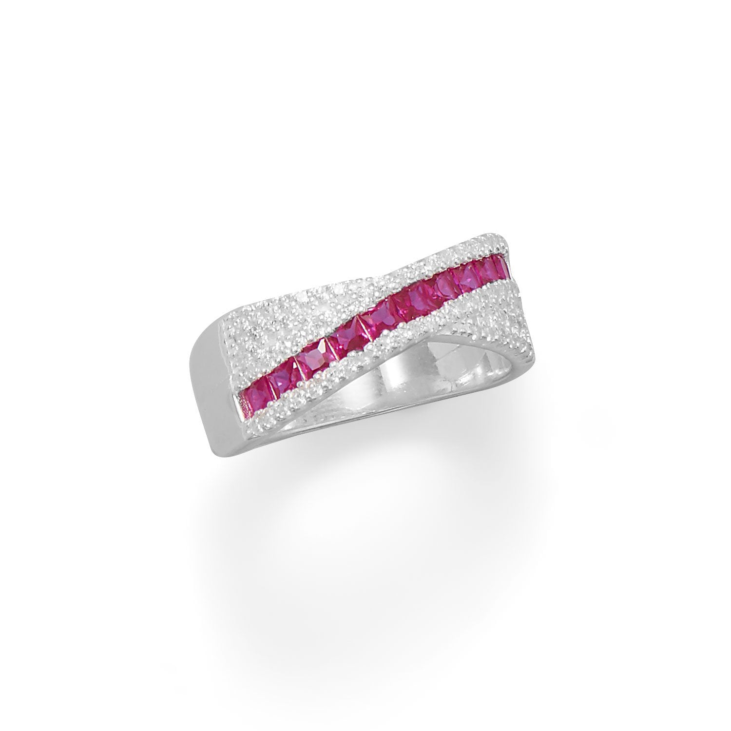 Red CZ Overlapping Ring - Joyeria Lady