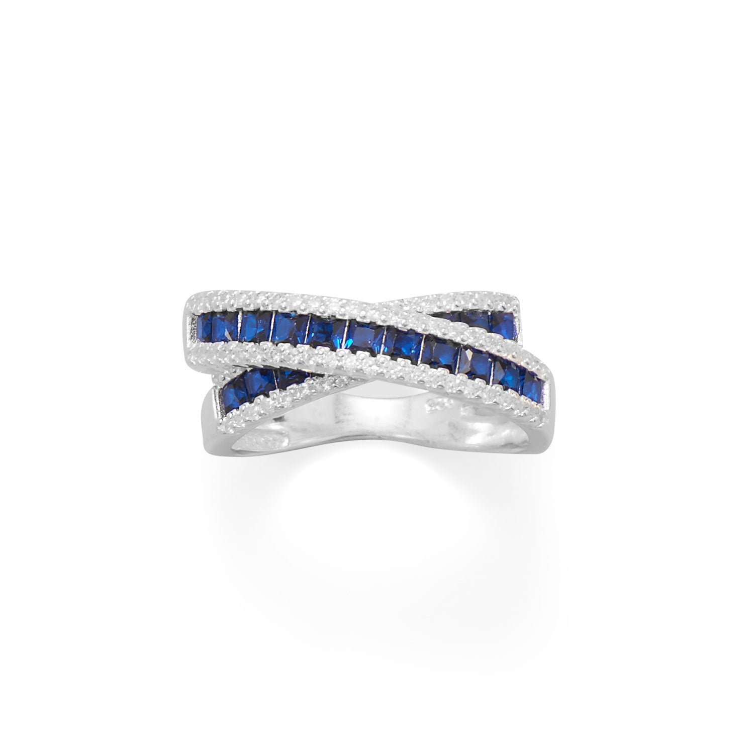 Blue CZ Overlapping Ring - Joyeria Lady