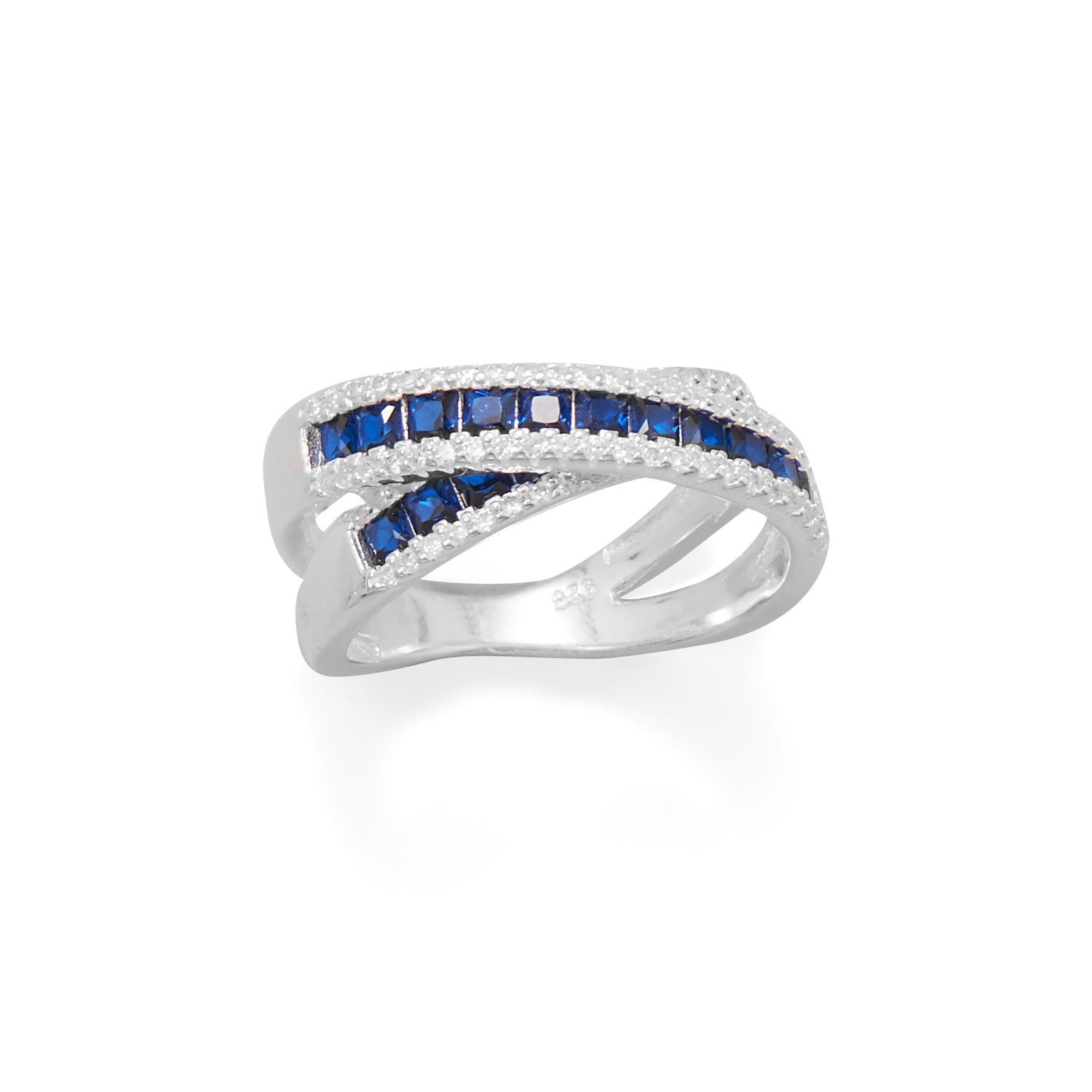 Blue CZ Overlapping Ring - Joyeria Lady